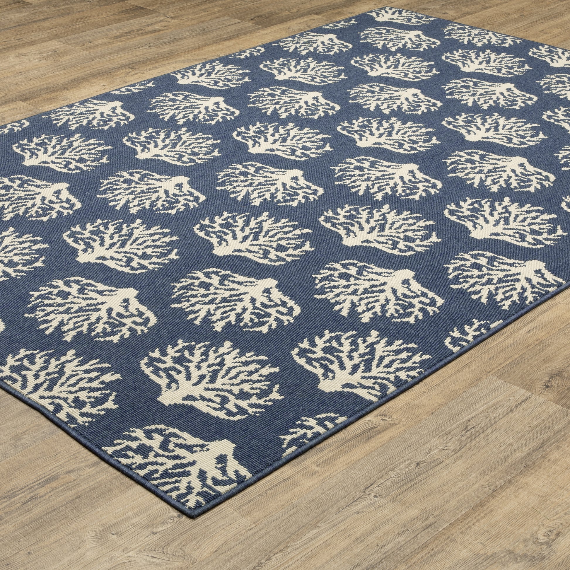 Meridian Novelty Blue/ Ivory Geometric Loop Pile Rug