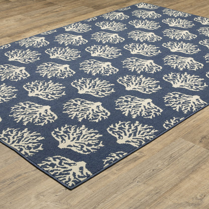 Meridian Novelty Blue/ Ivory Geometric Loop Pile Rug
