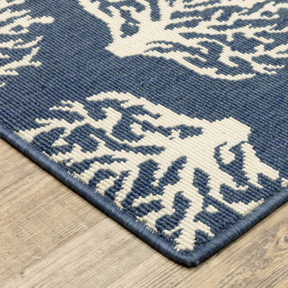 Meridian Novelty Blue/ Ivory Geometric Loop Pile Rug