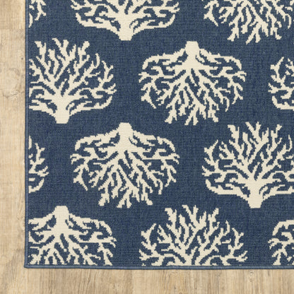 Meridian Novelty Blue/ Ivory Geometric Loop Pile Rug
