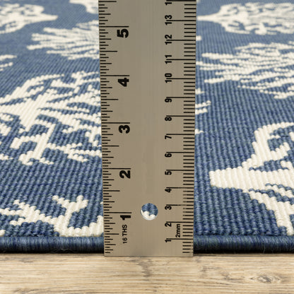 Meridian Novelty Blue/ Ivory Geometric Loop Pile Rug