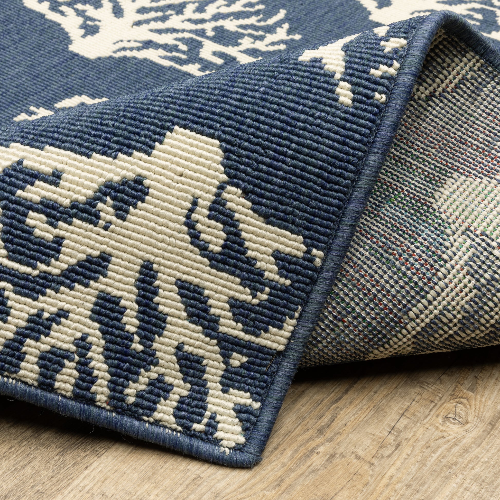 Meridian Novelty Blue/ Ivory Geometric Loop Pile Rug