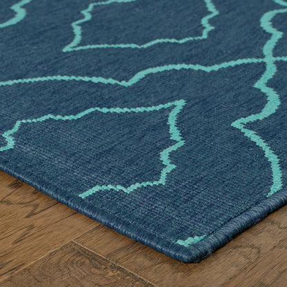 Meridian Outdoor Navy/ Blue Lattice Loop Pile Rug