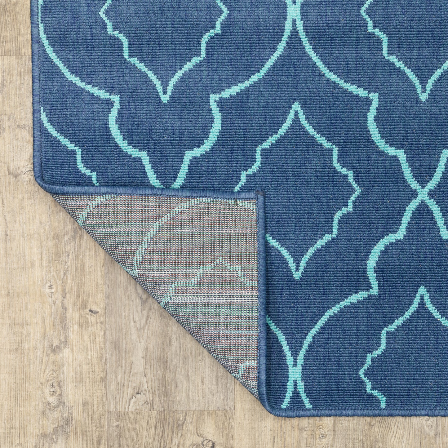 Meridian Outdoor Navy/ Blue Lattice Loop Pile Rug