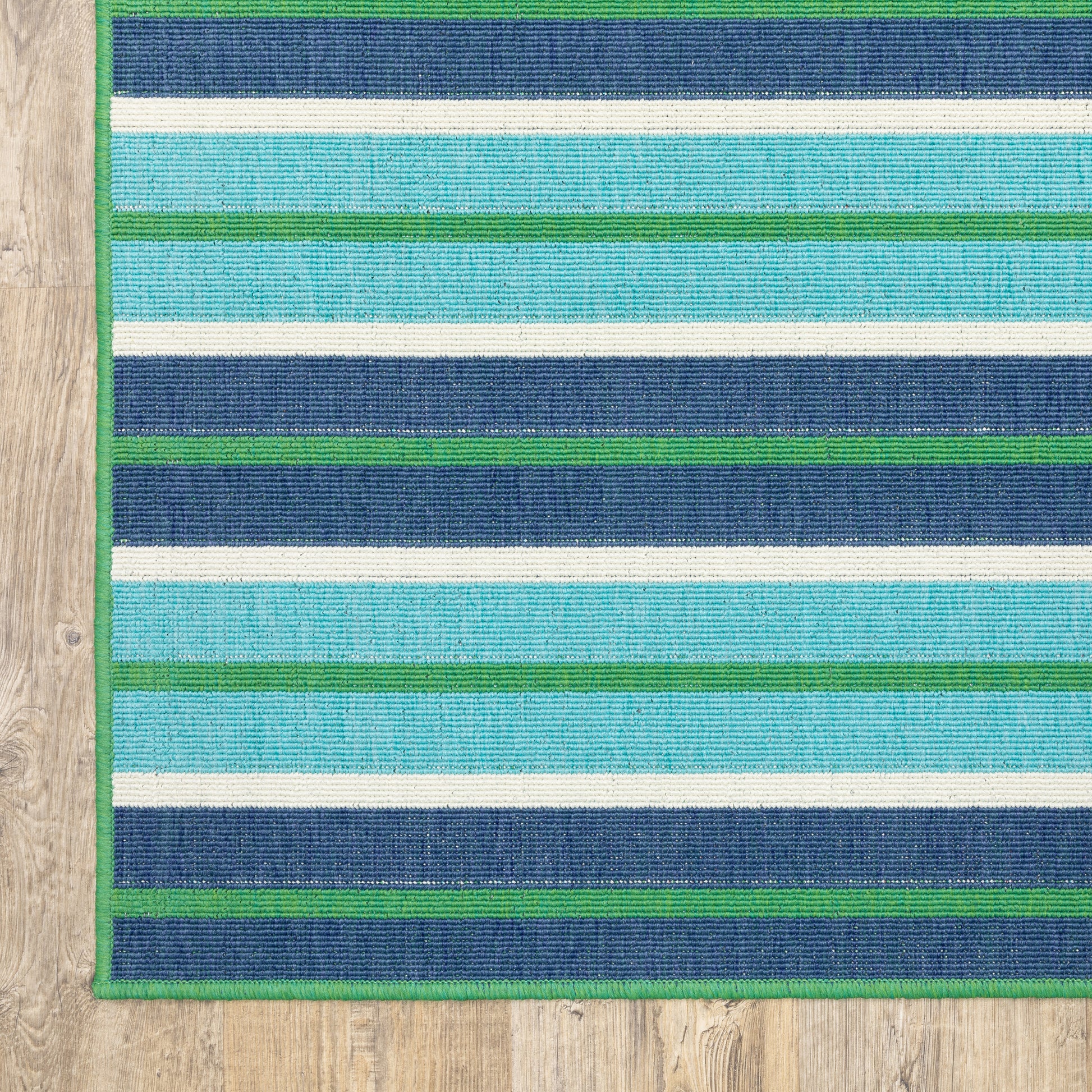 Meridian Outdoor Blue/ Green Stripe Loop Pile Rug