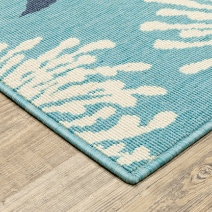 Meridian Floral Blue/ Blue Loop Pile Rug