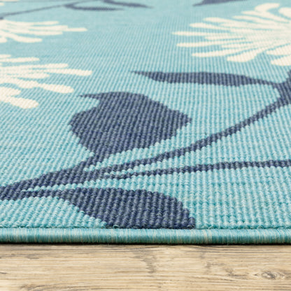 Meridian Floral Blue/ Blue Loop Pile Rug