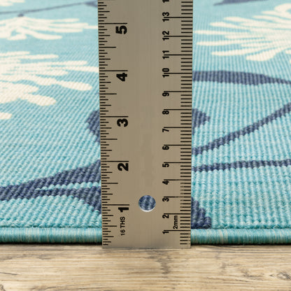 Meridian Floral Blue/ Blue Loop Pile Rug