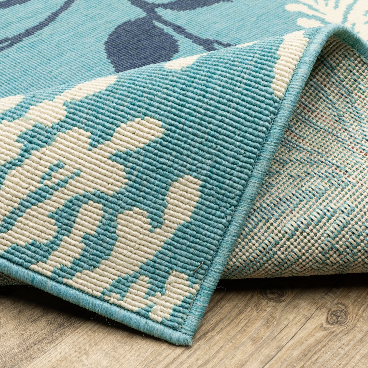Meridian Floral Blue/ Blue Loop Pile Rug