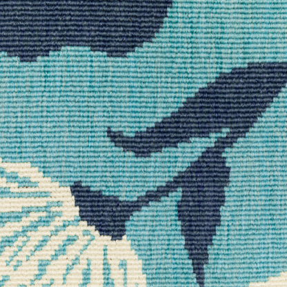 Meridian Floral Blue/ Blue Loop Pile Rug