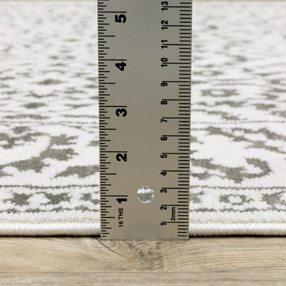 Montecito Border Grey/ White Floral Cut Pile Rug