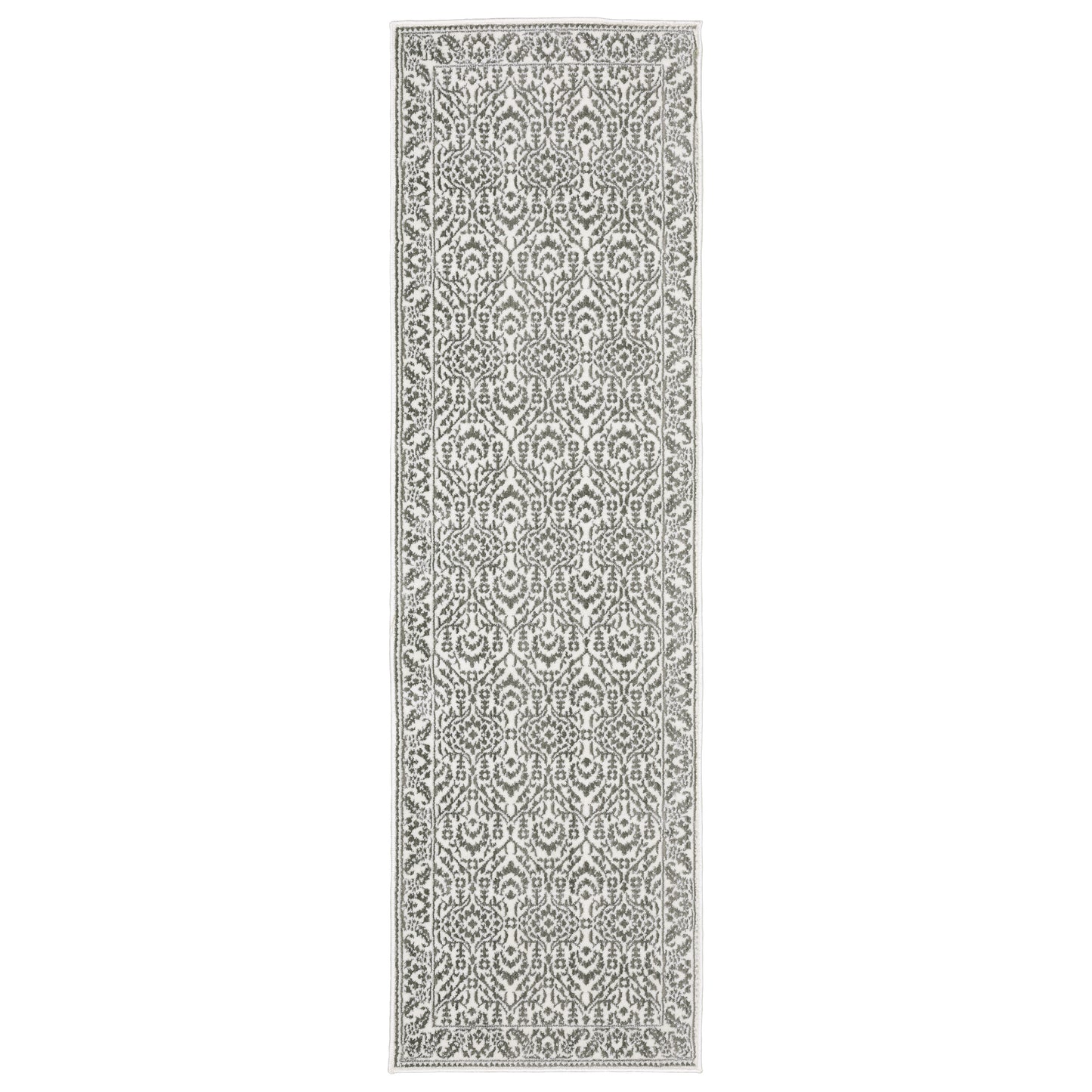 Montecito 2062H Grey/ White Border Floral Rug
