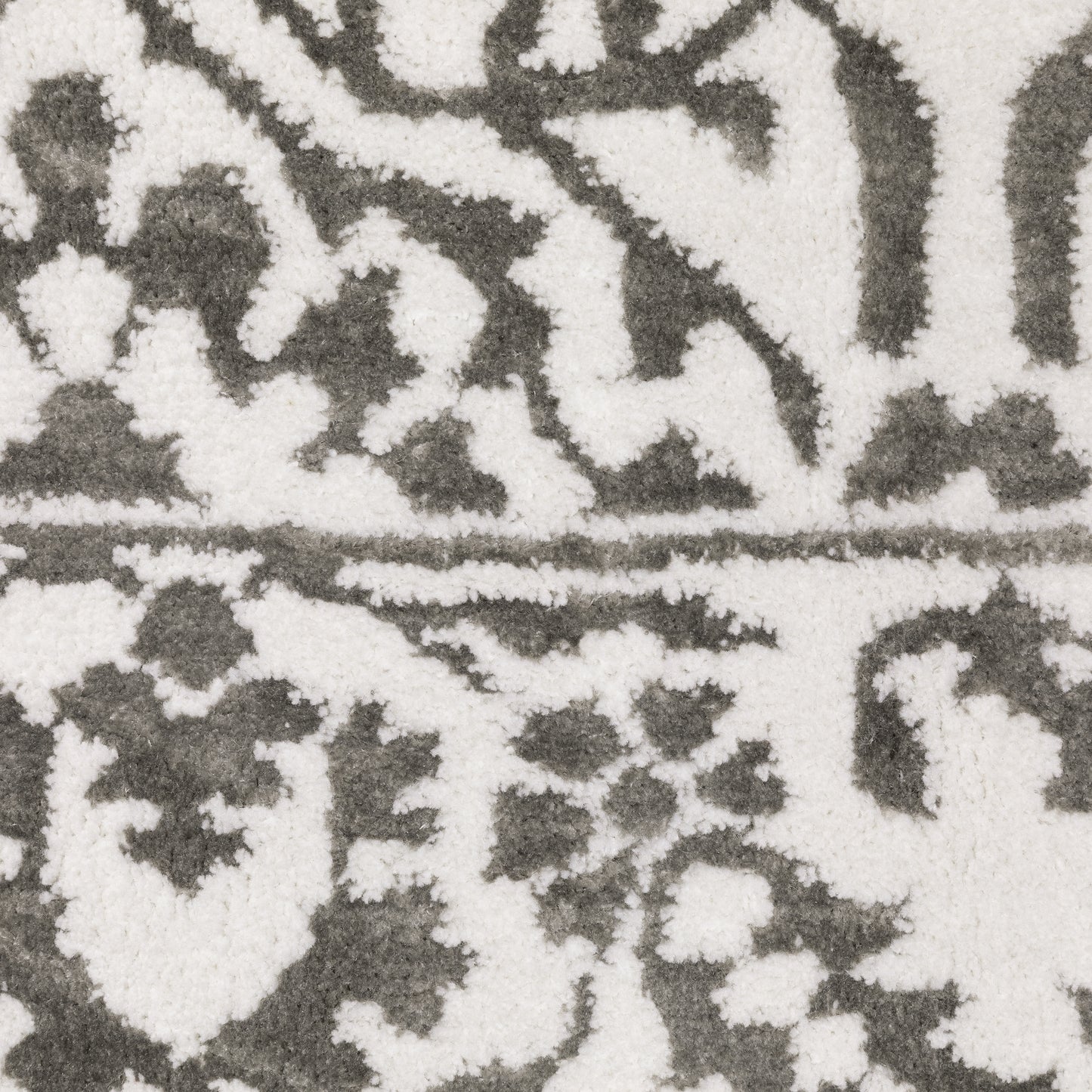 Montecito Border Grey/ White Floral Cut Pile Rug