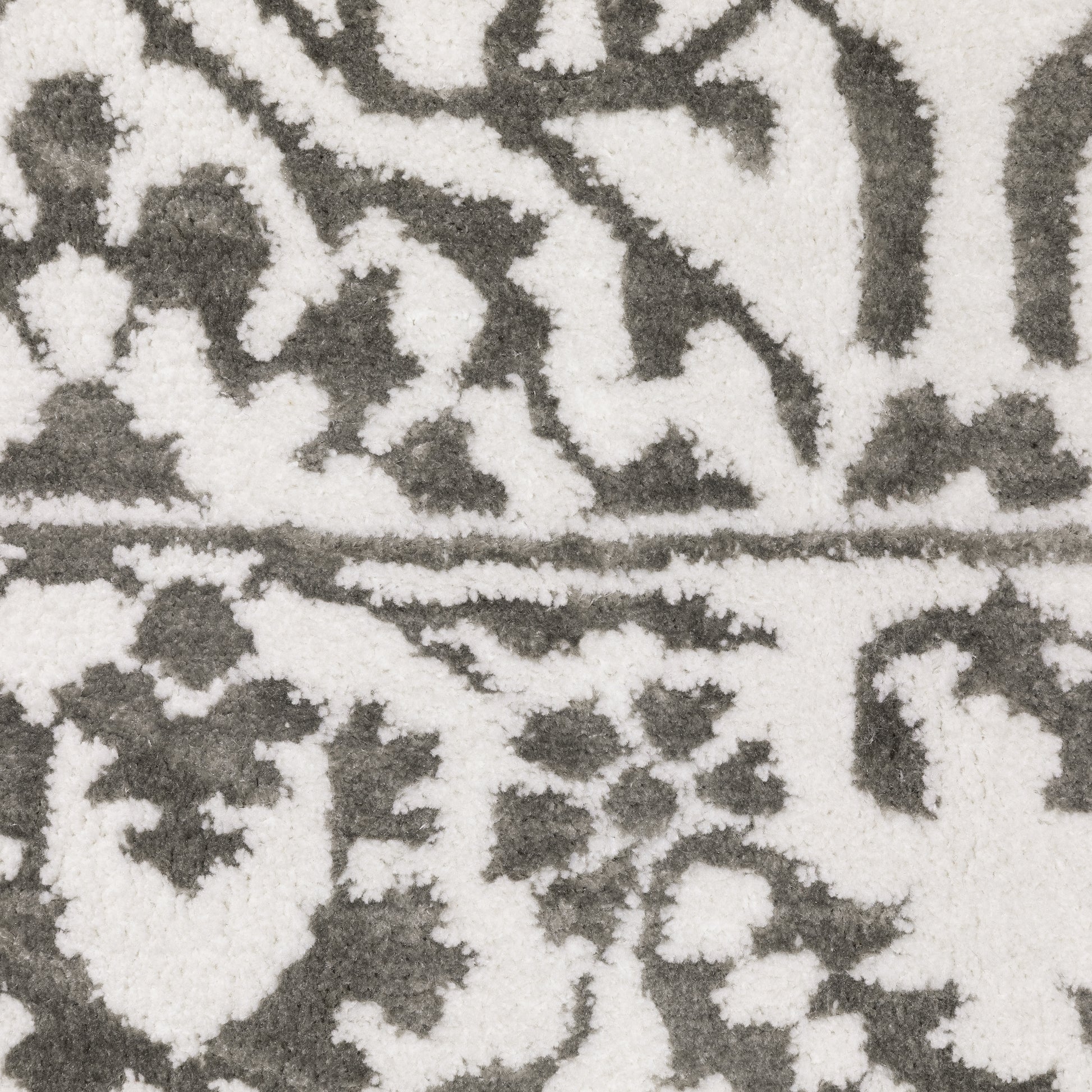 Montecito Border Grey/ White Floral Cut Pile Rug