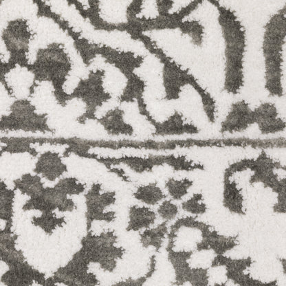 Montecito Border Grey/ White Floral Cut Pile Rug