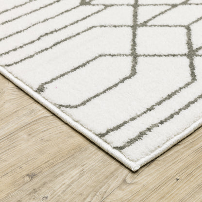 Montecito Geometric White/ Grey Cut Pile Rug