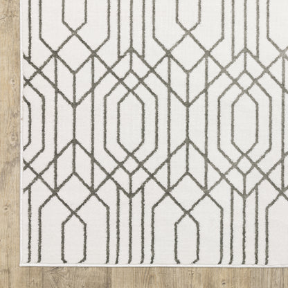 Montecito Geometric White/ Grey Cut Pile Rug