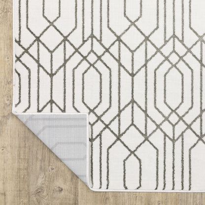 Montecito Geometric White/ Grey Cut Pile Rug