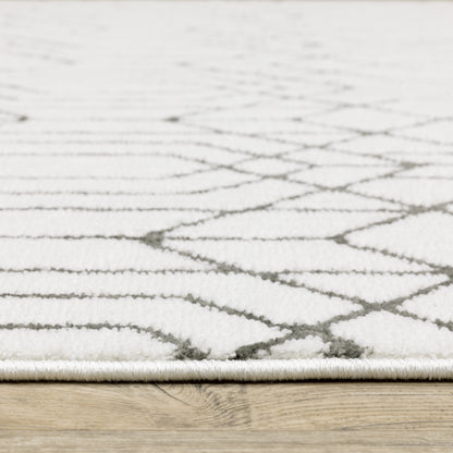 Montecito Geometric White/ Grey Cut Pile Rug