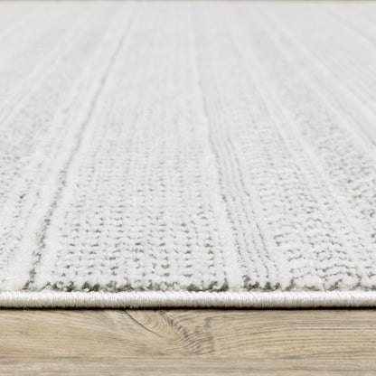 Montecito Stripe White/ Grey Geometric Cut Pile Rug