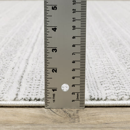 Montecito Stripe White/ Grey Geometric Cut Pile Rug