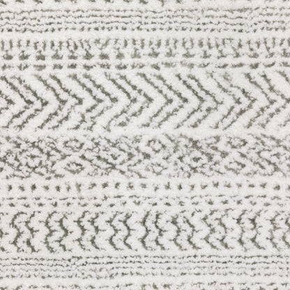 Montecito Stripe White/ Grey Geometric Cut Pile Rug