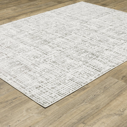 Montecito Abstract White/ Grey Cut Pile Rug