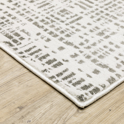 Montecito Abstract White/ Grey Cut Pile Rug
