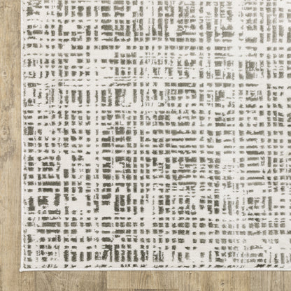 Montecito Abstract White/ Grey Cut Pile Rug