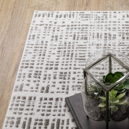 Montecito Abstract White/ Grey Cut Pile Rug