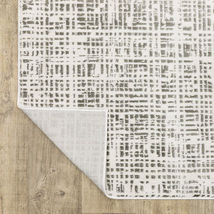 Montecito Abstract White/ Grey Cut Pile Rug