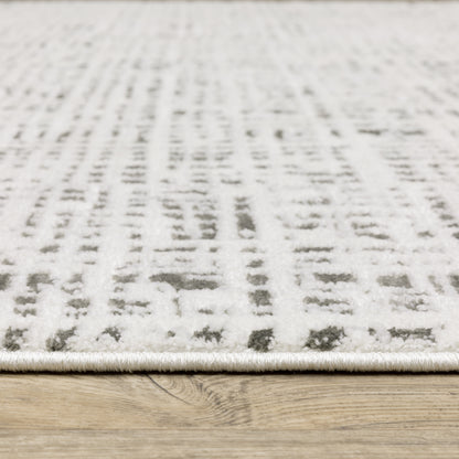 Montecito Abstract White/ Grey Cut Pile Rug