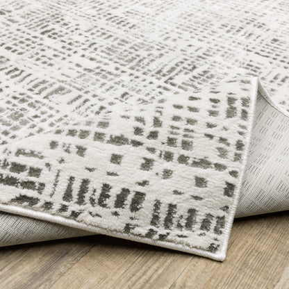 Montecito Abstract White/ Grey Cut Pile Rug