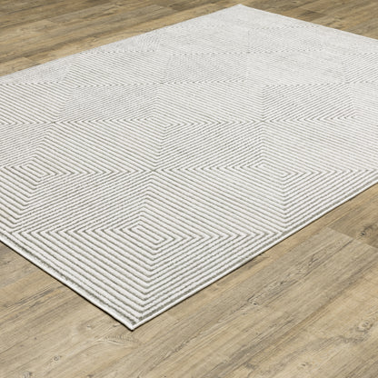 Montecito Geometric Grey/ White Cut Pile Rug