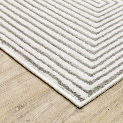 Montecito Geometric Grey/ White Cut Pile Rug