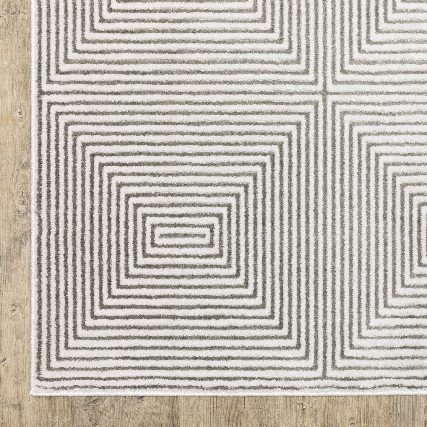 Montecito Geometric Grey/ White Cut Pile Rug