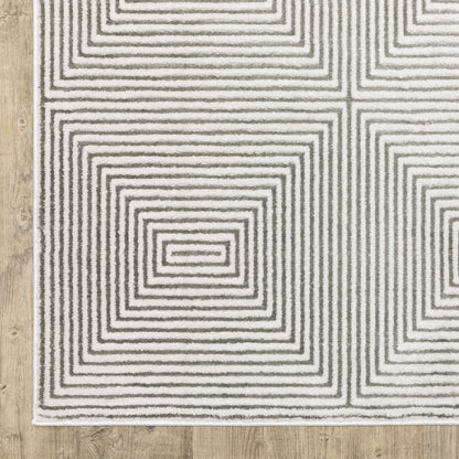 Montecito Geometric Grey/ White Cut Pile Rug
