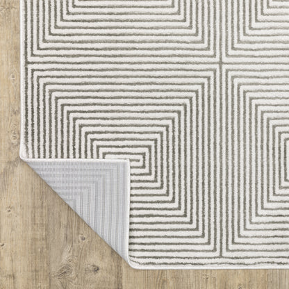 Montecito Geometric Grey/ White Cut Pile Rug