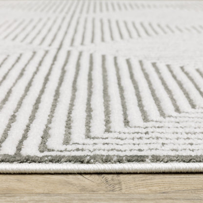 Montecito Geometric Grey/ White Cut Pile Rug
