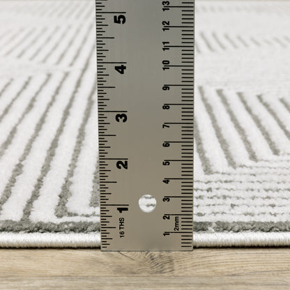 Montecito Geometric Grey/ White Cut Pile Rug