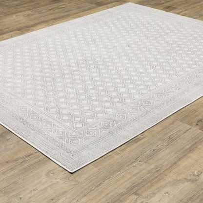 Montecito Distressed White/ Grey Oriental Cut Pile Rug