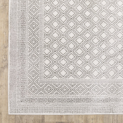 Montecito Distressed White/ Grey Oriental Cut Pile Rug