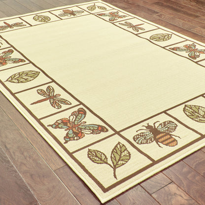 Montego Abstract Ivory/ Brown Loop Pile Rug