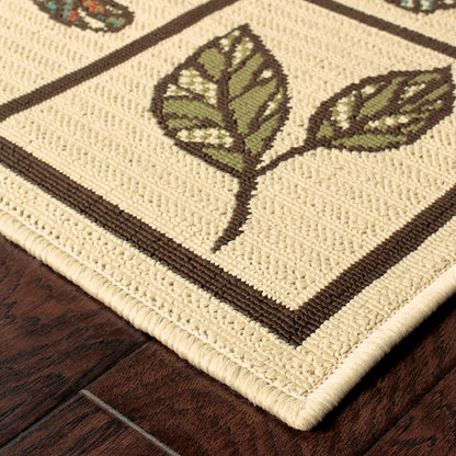 Montego Abstract Ivory/ Brown Loop Pile Rug