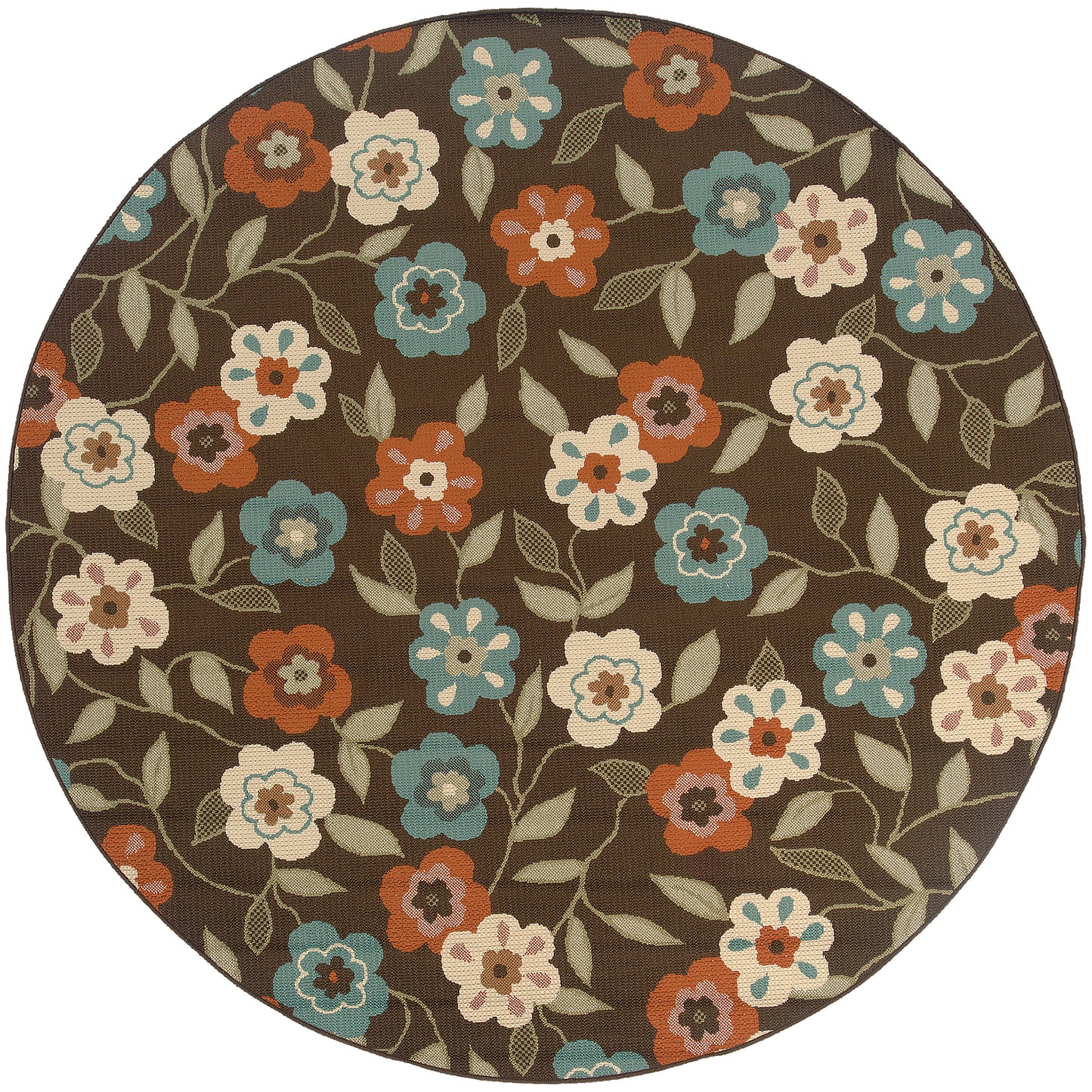 Montego Floral Brown/ Ivory Abstract Loop Pile Rug