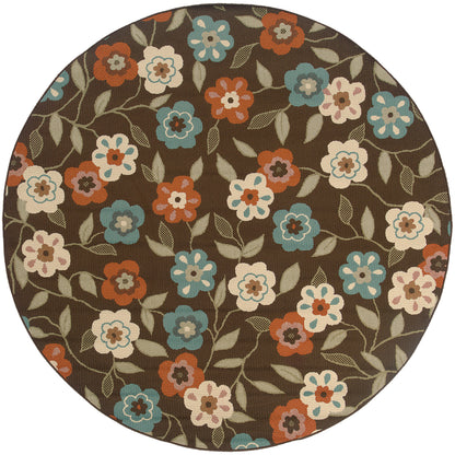 Montego Floral Brown/ Ivory Abstract Loop Pile Rug