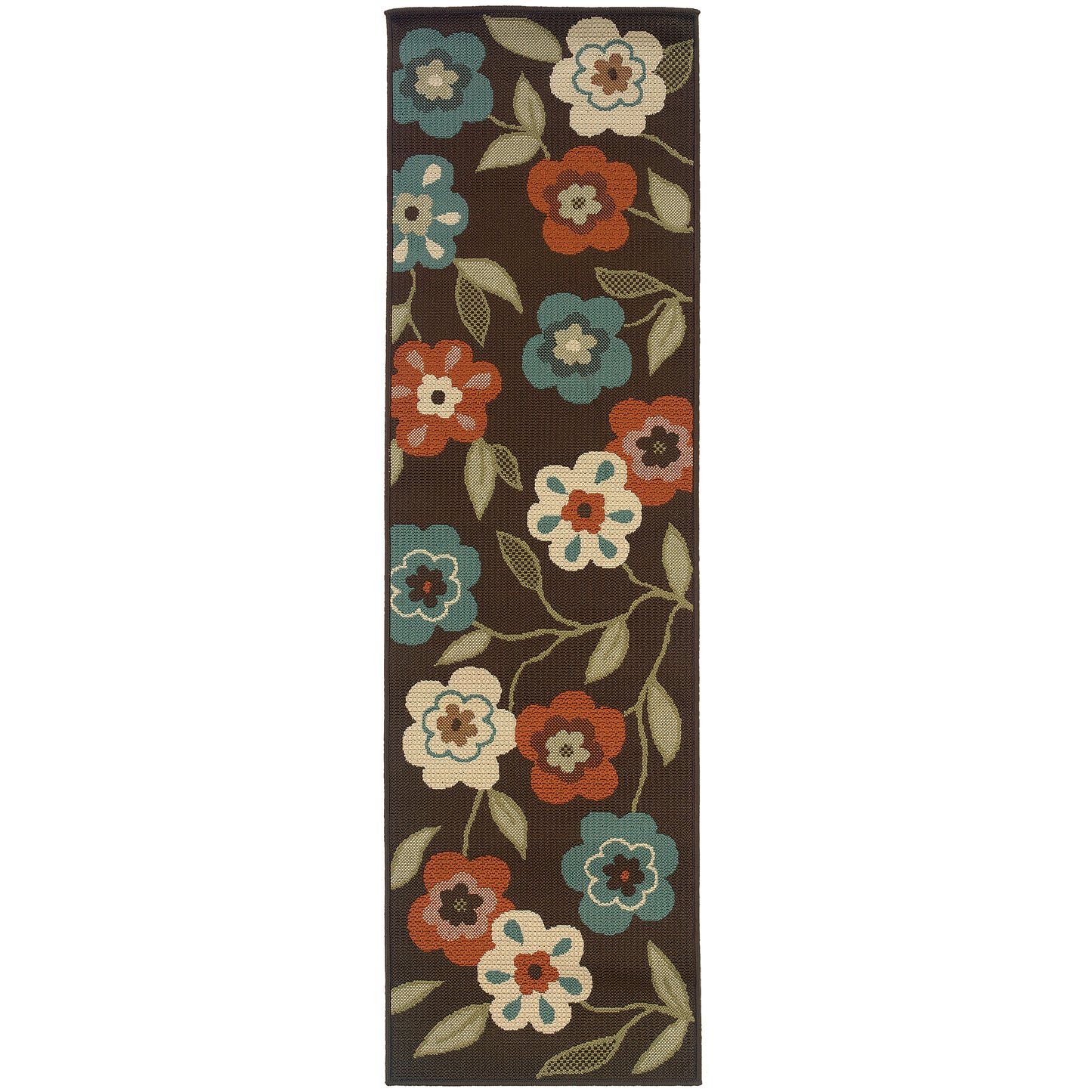 Montego Floral Brown/ Ivory Abstract Loop Pile Rug