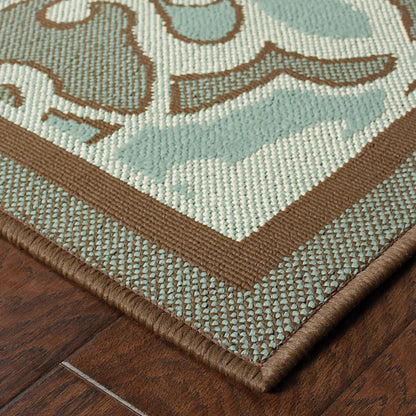 Montego Oriental Blue/ Brown Abstract Loop Pile Rug