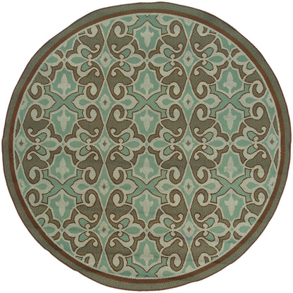 Montego Oriental Blue/ Brown Abstract Loop Pile Rug