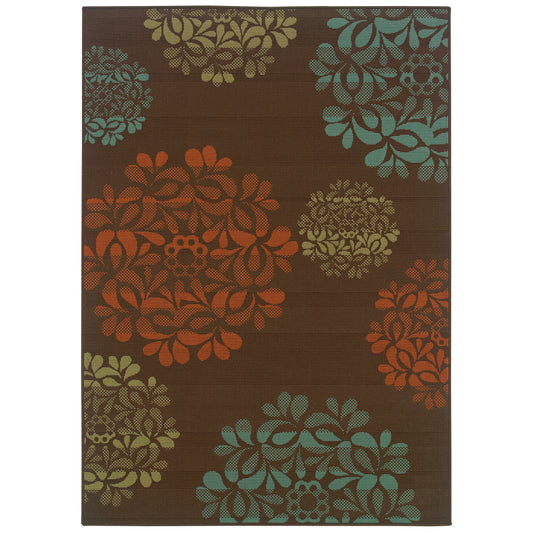 Montego 2635N Brown Floral Rug